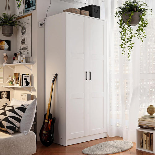 White Wardrobe Closet with Doors and Drawers