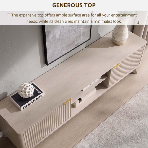 70" Mid Century Modern Fluted TV Stand with Storage Cabinets
