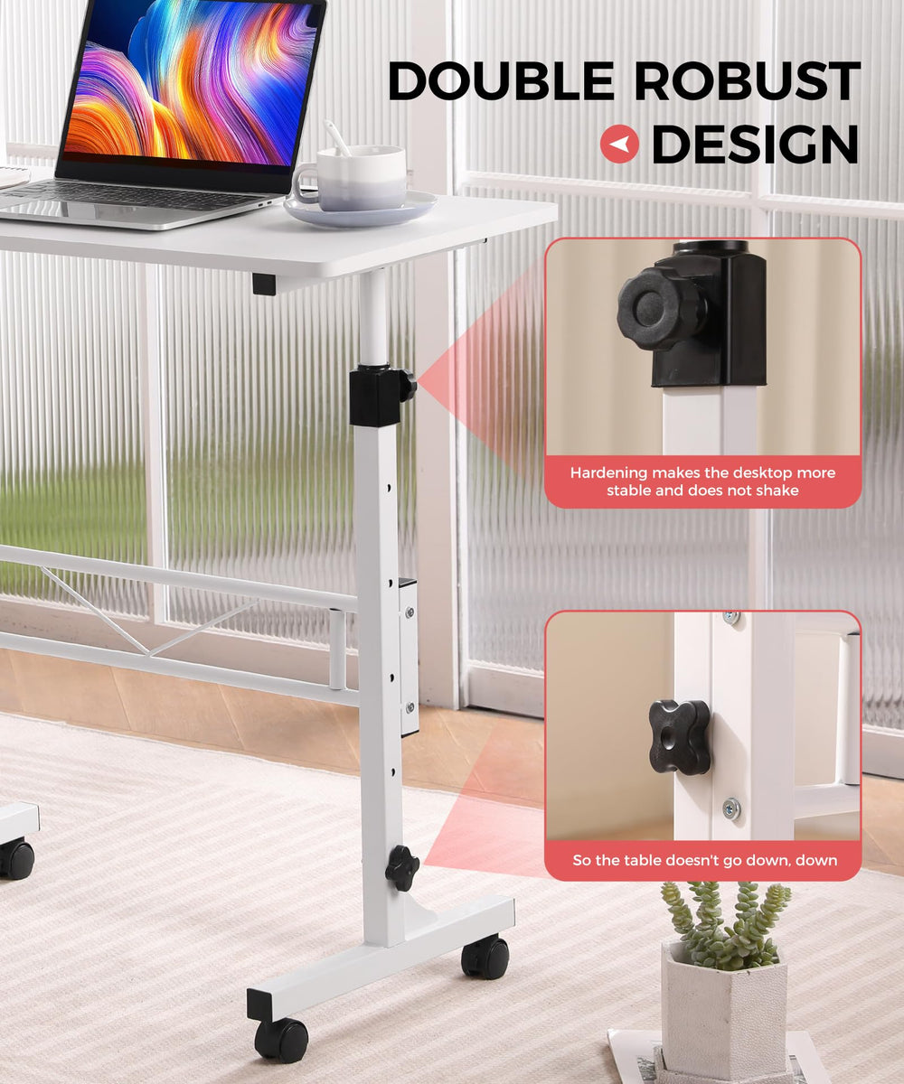 Adjustable Height Mobile Standing Desk with Wheels – 16"x31.5", 27"–43.5" Height Range