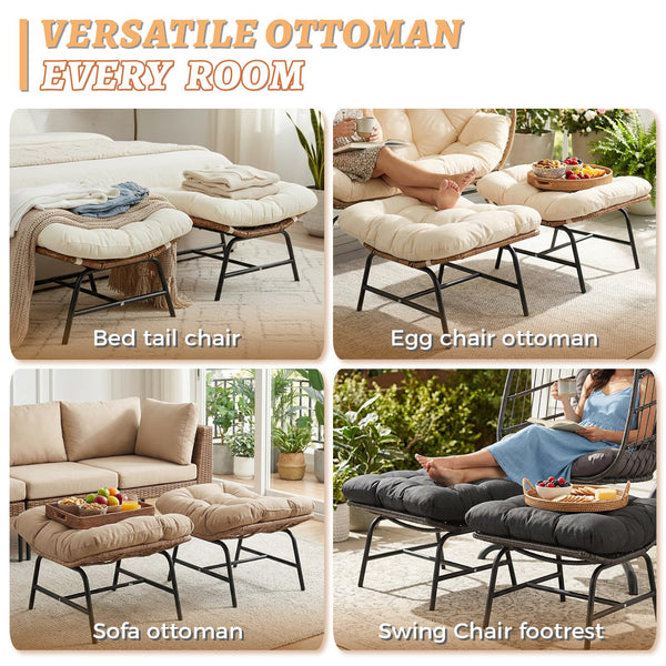 Outdoor Wicker Ottoman Set of 2