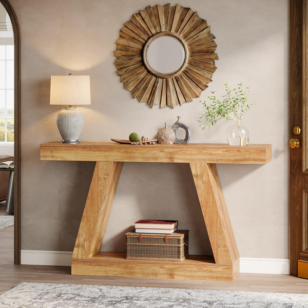 Farmhouse Console Table 55 Inch with Storage