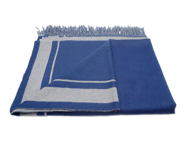 Merino Wool & Cashmere Reversible Throw Blanket with Fringe