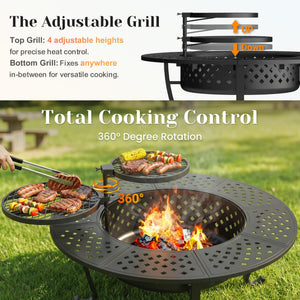 48-Inch Round Outdoor Wood-Burning Fire Pit