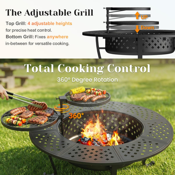 48-Inch Round Outdoor Wood-Burning Fire Pit