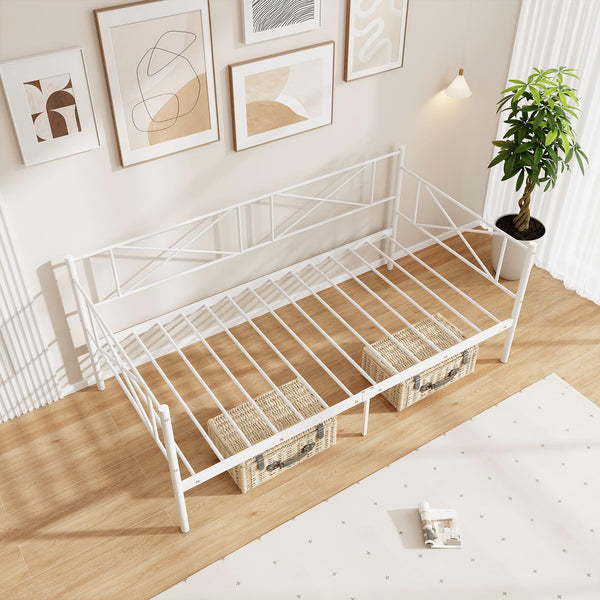 Twin Metal Daybed Frame with Headboard and Storage