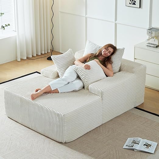 Corduroy Chaise Lounge Sofa Bed – 67 Inch Deep Seat Sleeper Couch