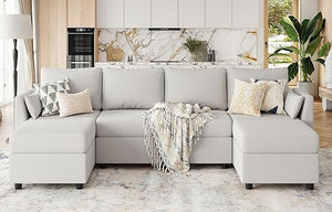 6-Seat Modular Sectional Sofa with Storage & Memory Foam