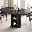 Extendable Round Dining Table with Storage Shelf