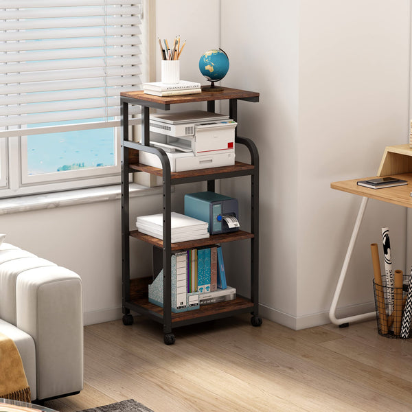 4-Tier Adjustable Printer Stand with Wheels
