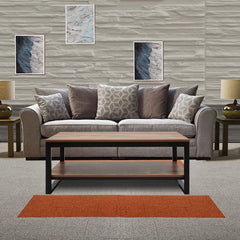 Industrial Wood Coffee Table with Storage Shelf