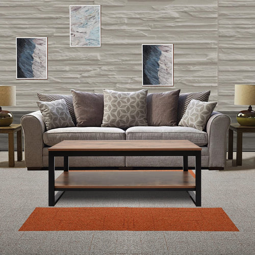 Industrial Wood Coffee Table with Storage Shelf