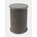 Round Drum End Table – Hand-Carved Mango Wood