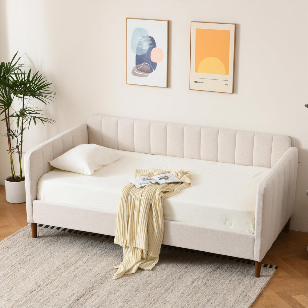 Twin Size Upholstered Daybed with Adjustable Backrest
