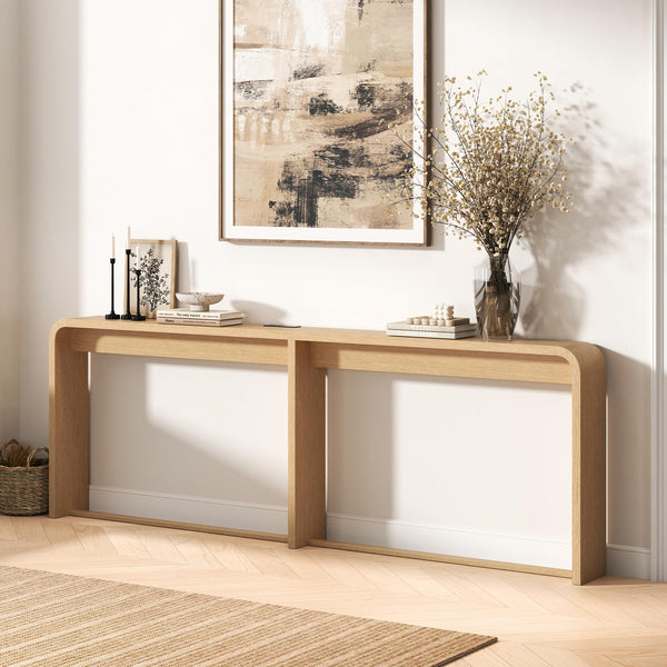 86.75" Console Table with USB Charging Ports & Open Storage Shelf