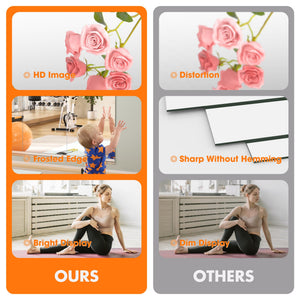 Wall-Mounted Tempered Glass Gym Mirror 55"L x 21"W – Set of 2