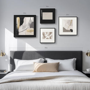 Framed Abstract Wall Art Set of 4 – Black & White Canvas Prints