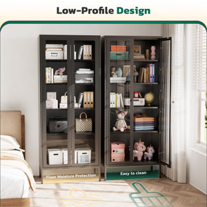 Metal Glass Display Cabinet with 5-Tier Storage Shelves