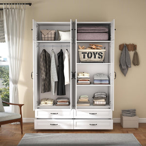 Extra Tall Wardrobe Closet with Drawers & Top Cabinet