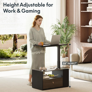 Height Adjustable Mobile Standing Desk with Storage