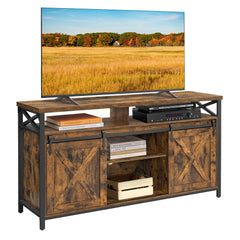 TV Stand with Sliding Barn Doors & Adjustable Shelves, 65 Inch