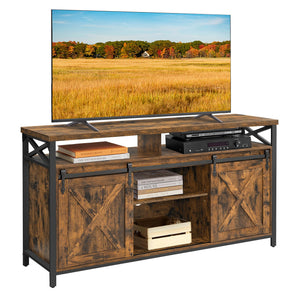 TV Stand with Sliding Barn Doors & Adjustable Shelves, 65 Inch