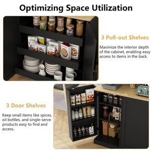 Kitchen Pantry Storage Cabinet with Microwave Stand
