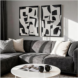 Large Abstract Wall Art Set of 2 – 24x36 Inch Framed Sandstone Canvas