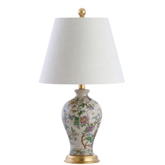24" French Country Ceramic Floral Urn Table Lamp