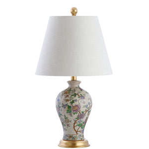 24" French Country Ceramic Floral Urn Table Lamp