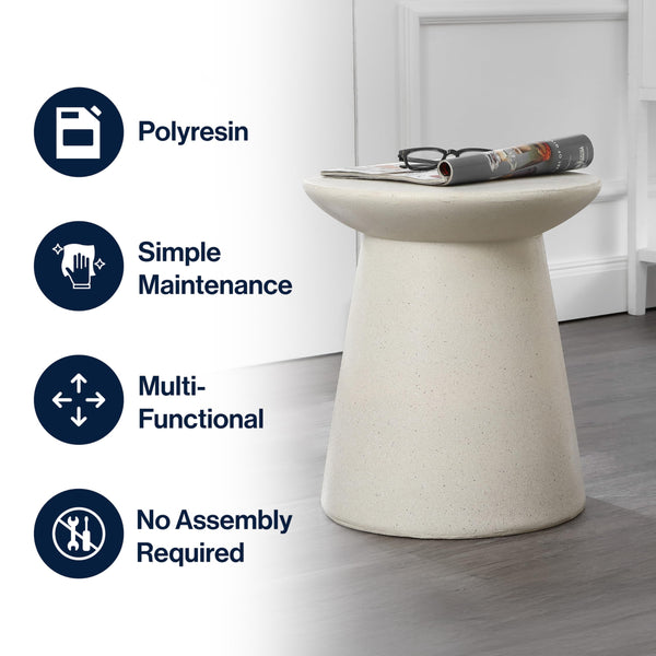 Round Polyresin Outdoor Accent Table — 18"