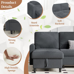 L-Shaped Sectional Sleeper Sofa with Storage Chaise