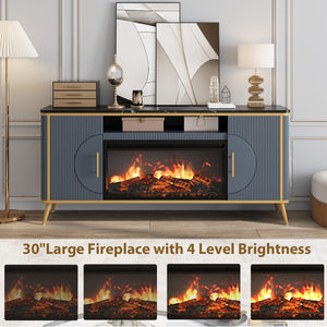 Fluted Electric Fireplace TV Stand for TVs up to 80"