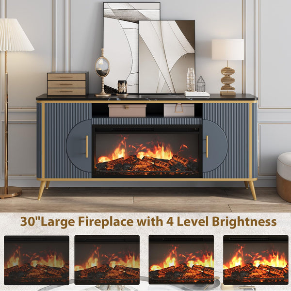 Fluted Electric Fireplace TV Stand for TVs up to 80"