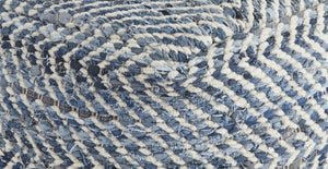 Chevron Handmade Woven Denim Pouf Ottoman