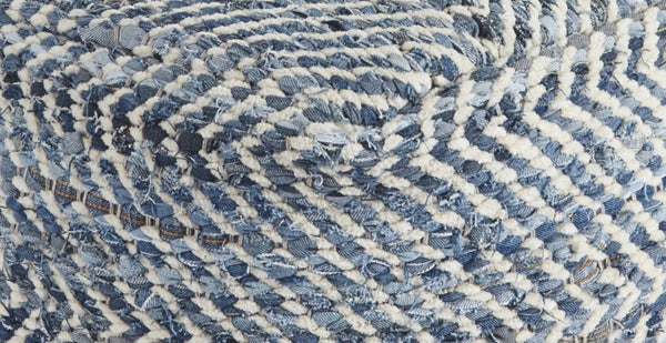 Chevron Handmade Woven Denim Pouf Ottoman