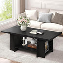 2-Tier Rustic Farmhouse Coffee Table with Storage Shelves