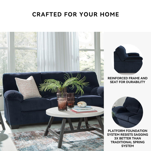 Contemporary Corduroy Sofa – 3-Seat Living Room Couch