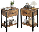 Nightstand Set of 2 with Drawers & Storage Shelf