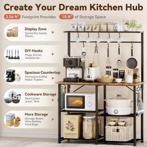 4-Tier Bakers Rack with Storage & Coffee Bar