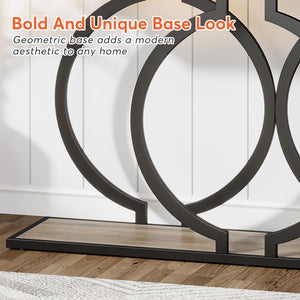 55-Inch Industrial Console Table with Geometric Metal Frame
