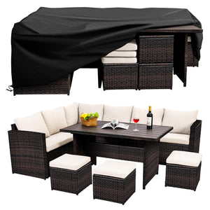 7-Piece Outdoor Wicker Patio Dining Set with Ottoman