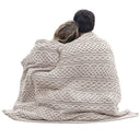 Merino Wool Irish Cable Knit Throw Blanket — Aran Celtic Pattern 40" x 55"