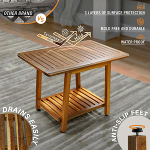 Acacia Wood 2-Tier Outdoor Side Table 24 Inch