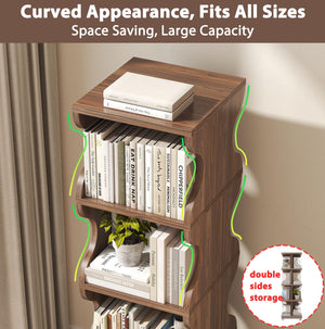4-Tier Rotating Bookshelf with Wheels