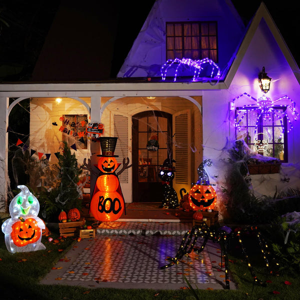 3.5 ft Pre-Lit Black Cat Halloween Decoration with Flashing Infinity Eyes & Witch Hat