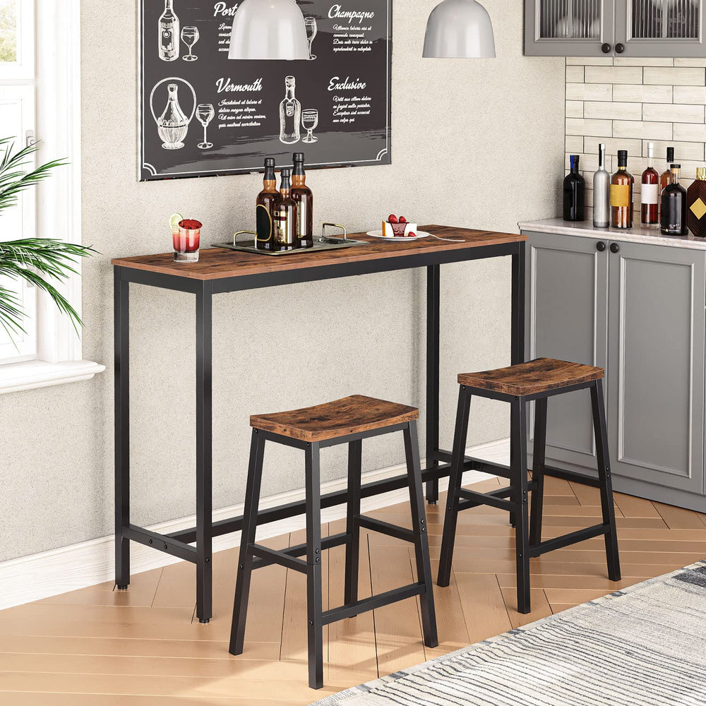 Industrial Saddle Bar Stools Set of 2 with Footrests
