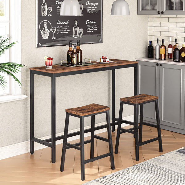 Industrial Saddle Bar Stools Set of 2 with Footrests