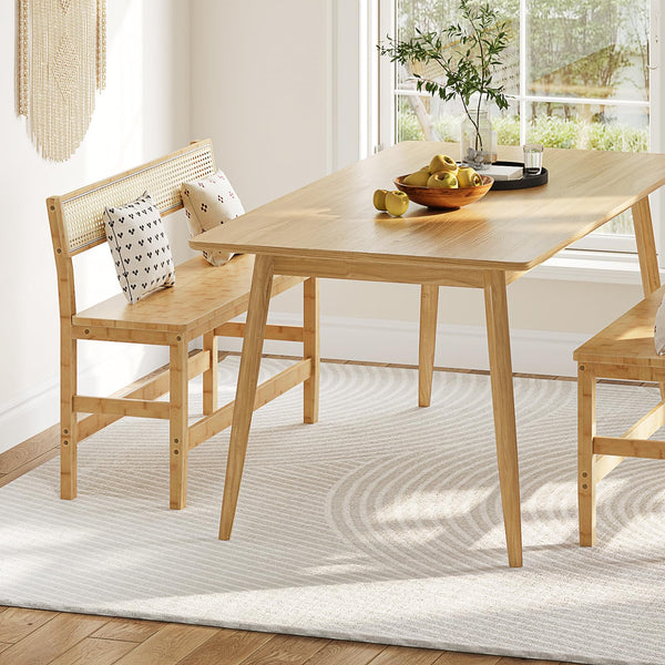 Bamboo Dining Bench with Back