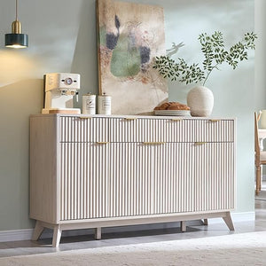 60-Inch Fluted Buffet Sideboard Cabinet with Drawers & Doors