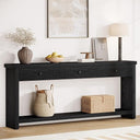 70.9" Extra Long Console Table with 3 Drawers & Open Shelves